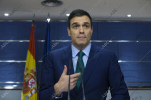 Rueda de prensa tras la reunión de Pedro Sánchez y Mariano Rajoy en el Congreso...