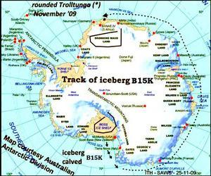 Un iceberg gigante choca contra la Antártida