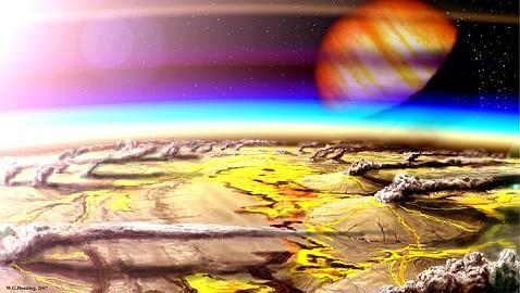 Una gran erupción en un planeta lejano