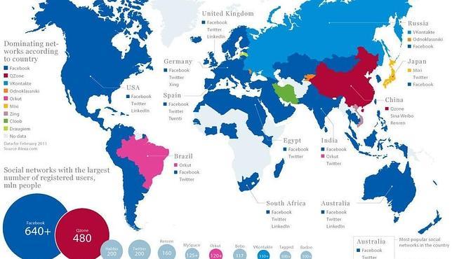 El mapa mundial de las redes sociales