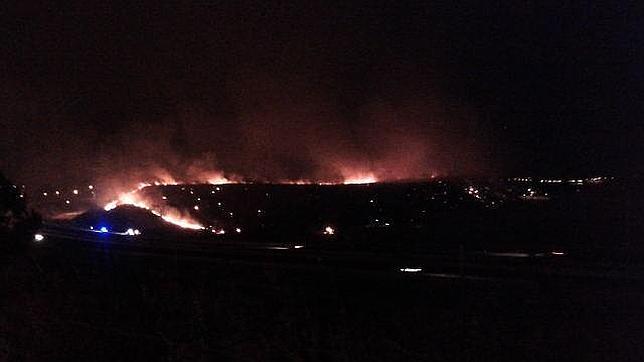 Aparatoso incendio en una zona de pastos de Valdebebas