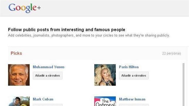 Los famosos se quejan de las listas de «usuarios sugeridos» en Google+