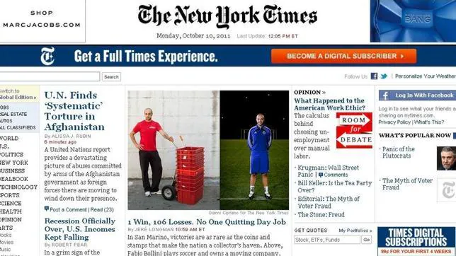 La peor selección del mundo, portada del New York Times
