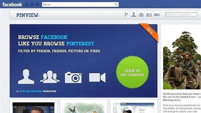 Una «app» permite ver el perfil de Facebook como el tablón de Pinterest