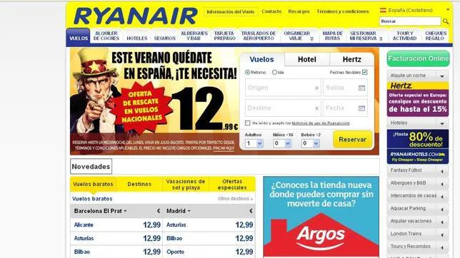 La nueva publicidad de Ryanair: «ofertas de rescate a España» por 12,99 euros