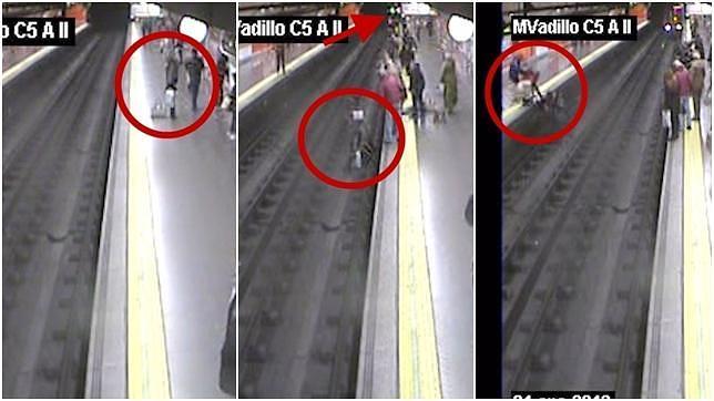 Un policía nacional salva a una mujer que cayó desmayada a las vías del metro en Madrid