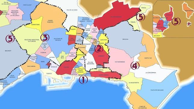 El PP fragmenta su junta local de Alicante en cinco distritos