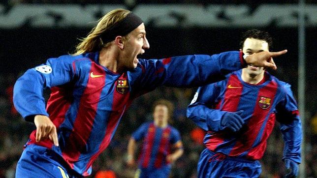 Uno de los pocos goles de Maxi con el Barcelona