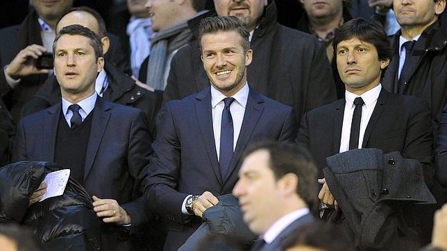 Beckham, estrella en el palco de Mestalla durante el Valencia-PSG