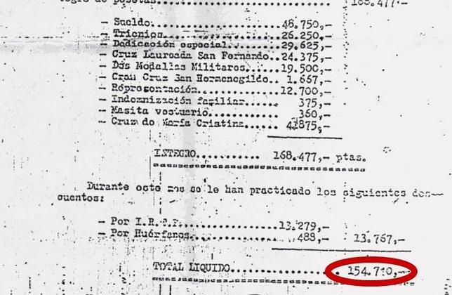 La nómina de Francisco Franco: 154.710 pesetas