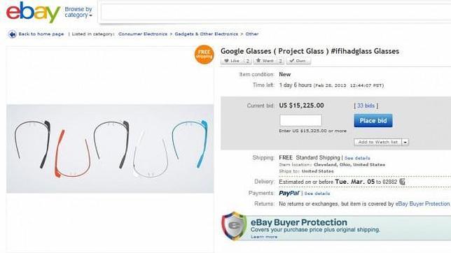 Las Google Glass se venden en eBay por 15.000 dólares
