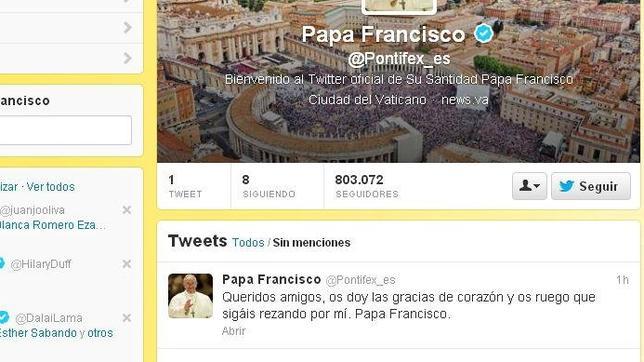 El Papa Francisco escribe su primer tuit