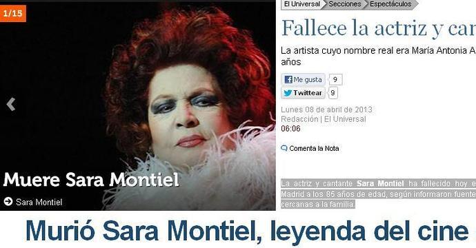 La muerte de Sara Montiel cruza el charco