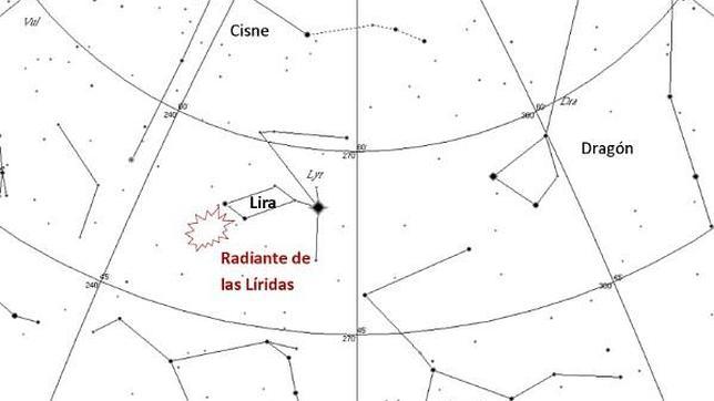 Constelación de Lira, de donde provienen los meteoros
