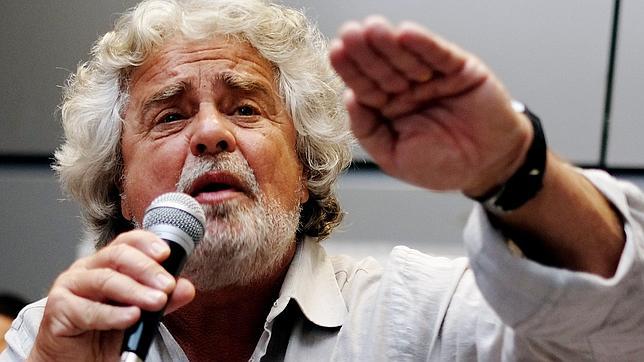 Beppe Grillo, durante una rueda de prensa el pasado domingo en Roma