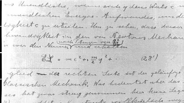 Manuscrito de Albert Einstein relativo a su Teoría de la Relatividad