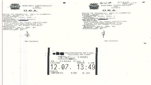 Multan dos veces en 25 minutos a una lucense con el ticket en regla