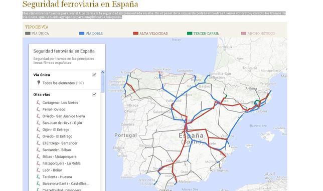 El mapa que muestra todos los sistemas de seguridad de la red ferroviaria española
