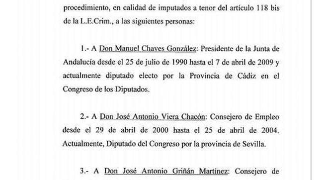 El PSOE aplaudió en 2002 la imputación de la que hoy se quejan Chaves y Griñán