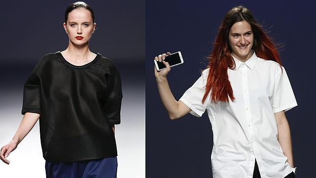 Una de las últimas creaciones de la diseñadora Pepa Salazar (derecha) que desfiló ayer en EGO