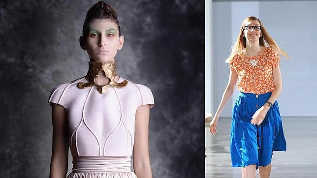 Uno de sus diseños, y la creadora Leyre Valiente