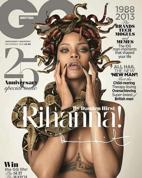 Rihanna, «vestida» solo con serpientes en la portada de la revista GQ