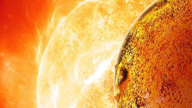 Recreación de Kepler-78b junto a su estrella