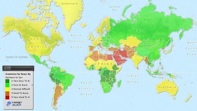Crean un mapa del mundo para saber cuáles son las mujeres más fáciles de conquistar