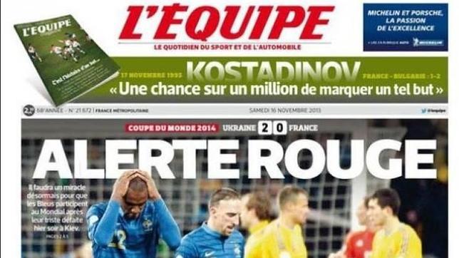 Repesca Mundial 2014: La prensa francesa atiza a su selección