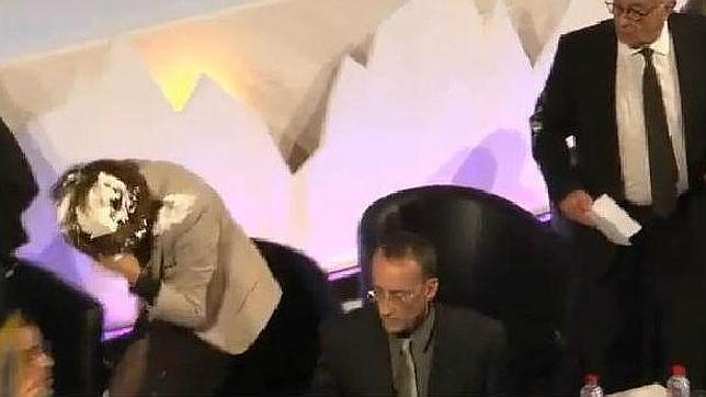 Arranca el juicio a los autores del «tartazo» contra la presidenta de Navarra