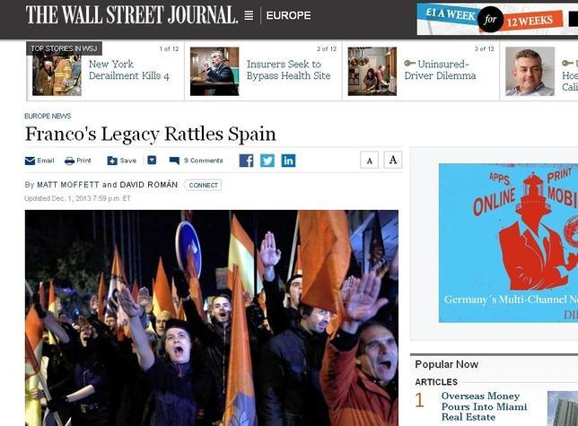 El «WSJ» agita el fantasma de un repunte del «extremismo franquista» por la crisis