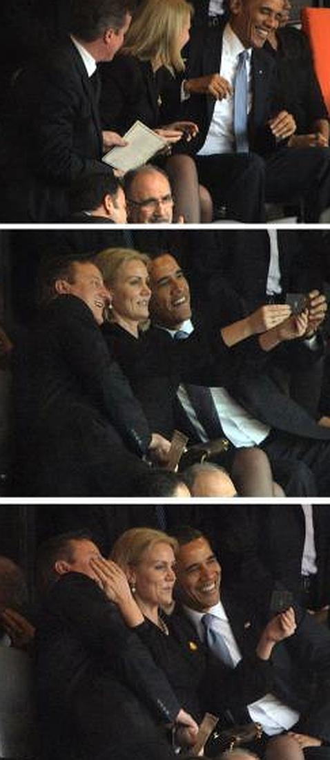 David Cameron se defiende tras su «selfie» durante el funeral de Mandela: «Solo pretendía ser educado»