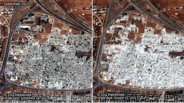 El antes y el después de las destrucciones de casas de civiles como castigo del régimen