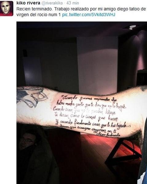 Kiko Rivera indigna a Twitter con la ortografía de su nuevo tatuaje