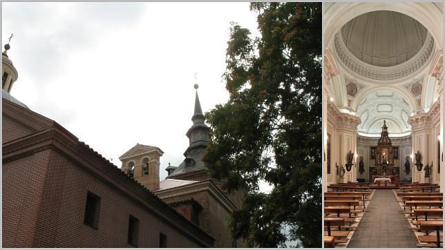 Fachada de ladrillo e interior de la Capilla del Cristo de los Dolores de Madrid