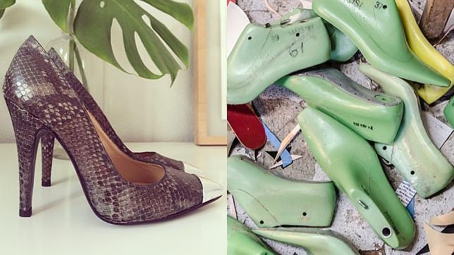 Un modelo de zapato de Made in Me y las hormas que usan para elaborar sus zapatos a medida