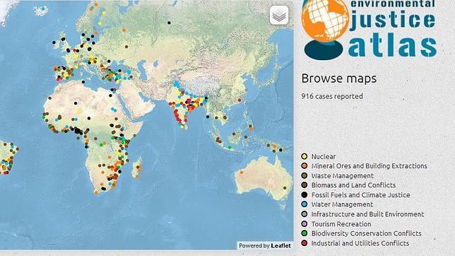 Un atlas interactivo que analiza un millar de conflictos ecológicos a nivel mundial