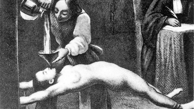 Grabado histórica de las torturas de la Inquisición