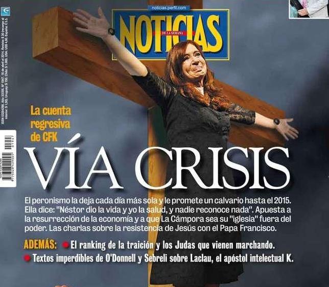 Críticas a la portada Cristina Fernández de Kirchner crucificada
