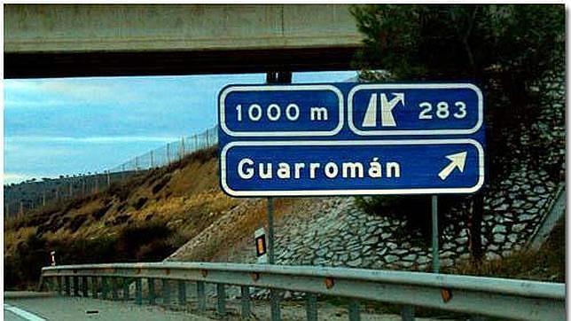 Cartel indicativo de Guarromán, en Jaén