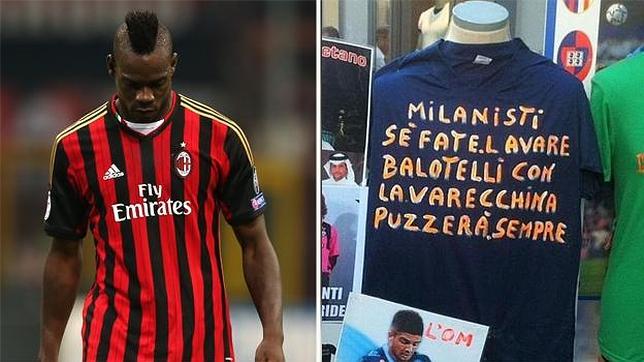 La camsieta de los hinchas napolitanos contra Balotelli