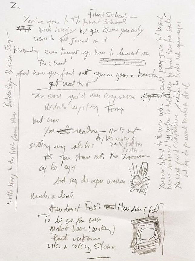 El manuscrito de «Like a Rolling Stone», de Bob Dylan, a subasta en Nueva York