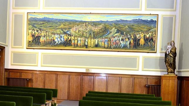 El cuadro «Toledo símbolo» de Guerrero Malagón cuelga ya en la Diputación