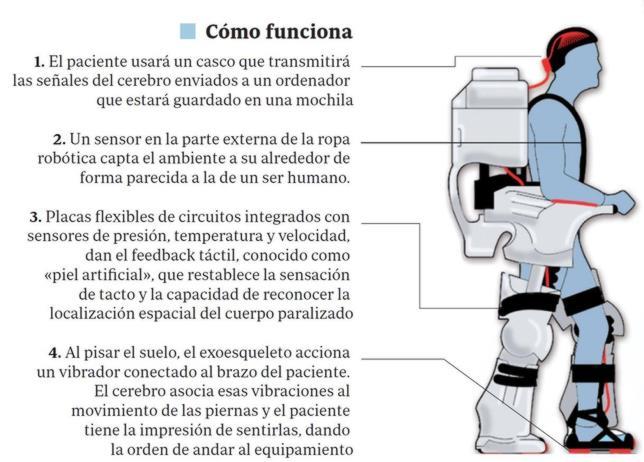 Un «traje» controlado con la mente permitirá caminar a los parapléjicos