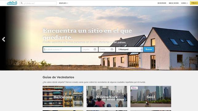 La página principal de Airbnb en España