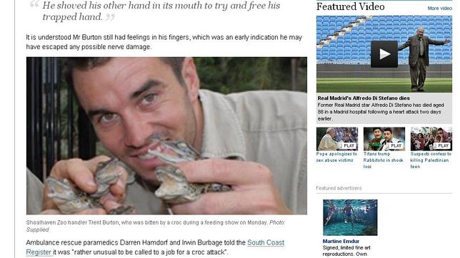 Un trabajador de un zoo australiano sobrevive al ataque de un cocodrilo durante un espectáculo