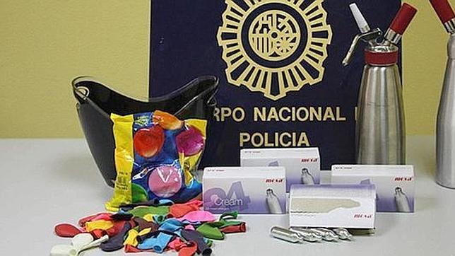 El gas de la risa, los sifones y los globos intervenidos por la Policía Nacional