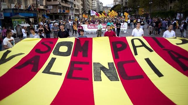 Manifestación catalanista en Valencia, el pasado 9 de octubre (Día de la Comunidad Valenciana)