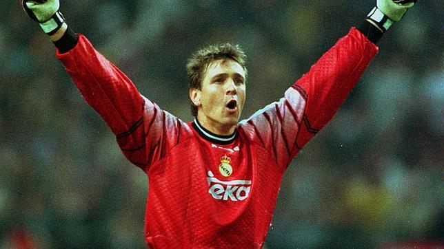 Bodo Illgner, celebrando el gol que le dio al Real Madrid su séptima Copa de Europa