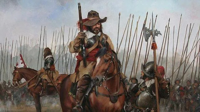 Detalle de un capitán de los Tercios de Flandes en el cuadro «El Camino Español»